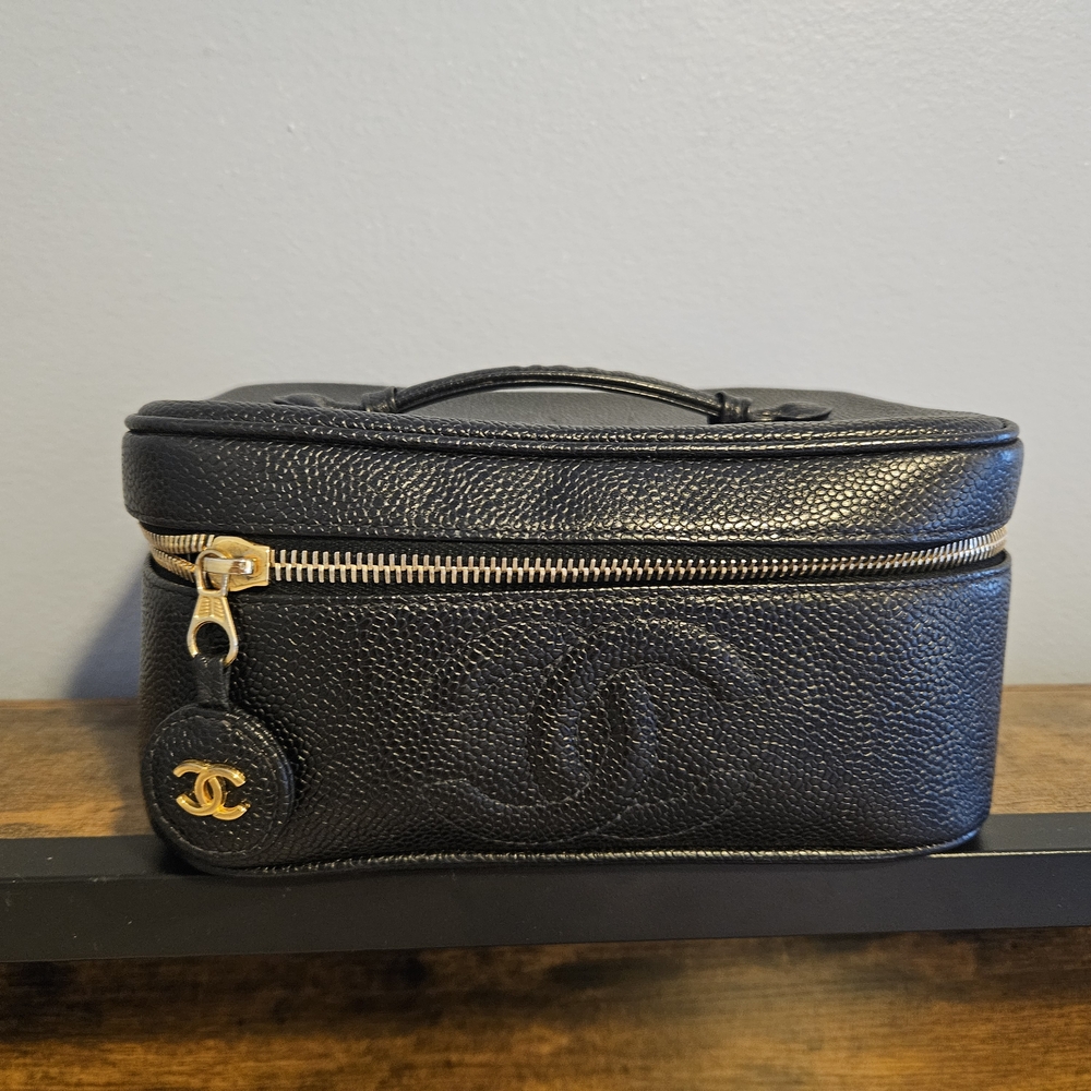 Chanel Black Leather Vanity Case